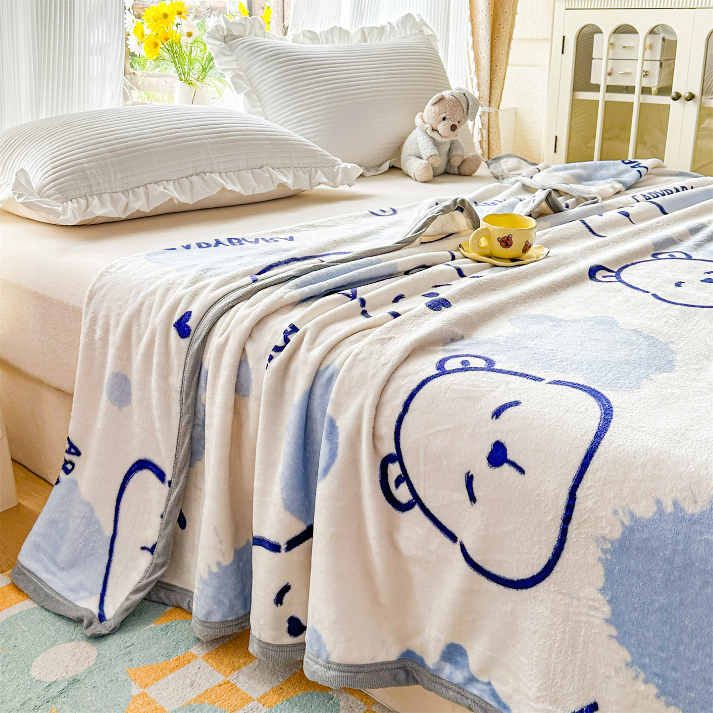 法兰绒印花毛毯