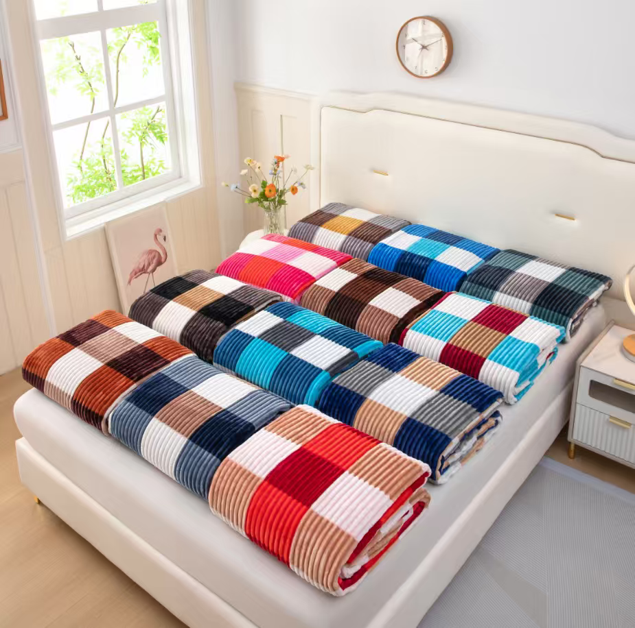 印花抽条法兰绒