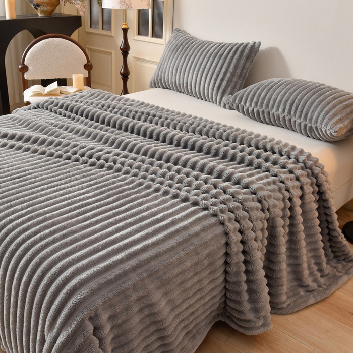 抽条素色法兰绒